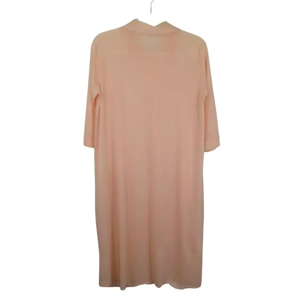 1970s Henson Kickernick Pink Vintage Nightgown Button Front Floral Medium